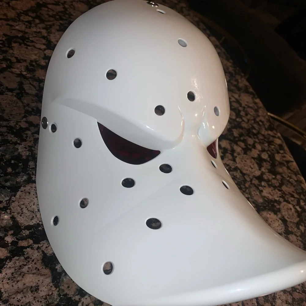 White Hockey Mask with Red Accents